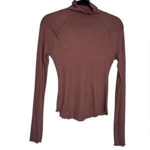 Free People Make It Easy Thermal Top Womens Small Layer High Mock Neck Waffle XS